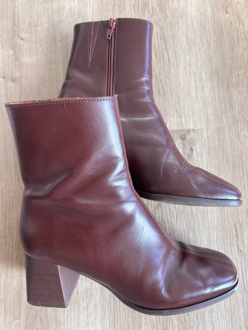 Sézane Brown Leather Zip Ankle Boots